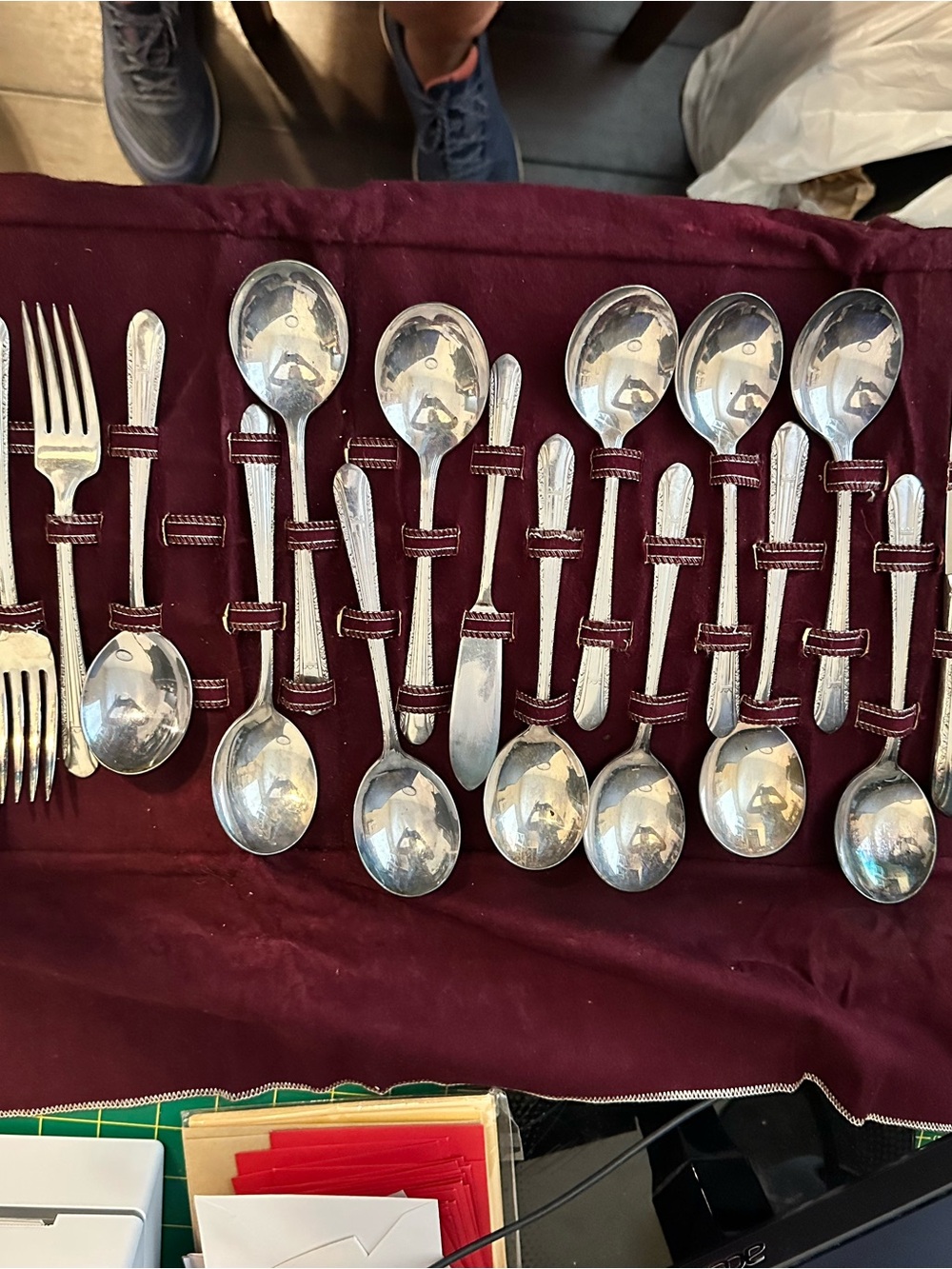 Wm Rogers Silver plated spoons, knives and forks. IS